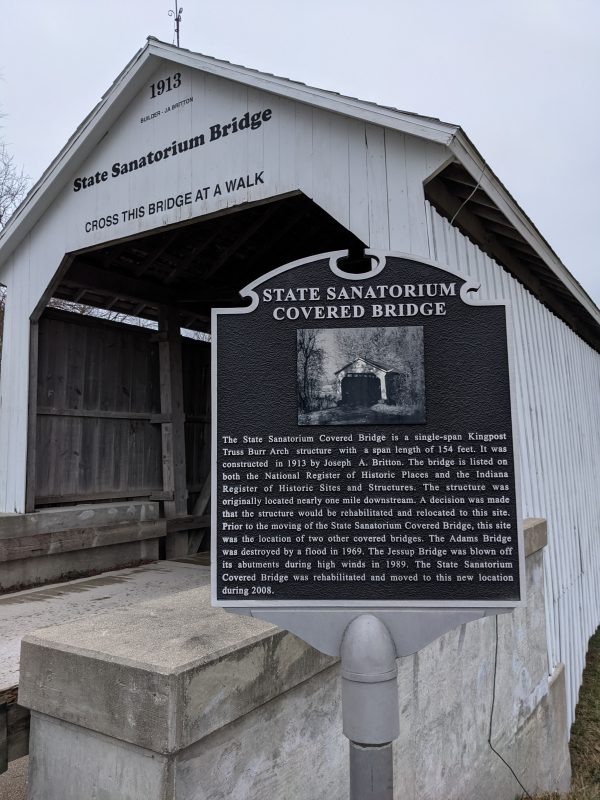 Indiana State Sanatorium Covered Bridge and Historical Marker